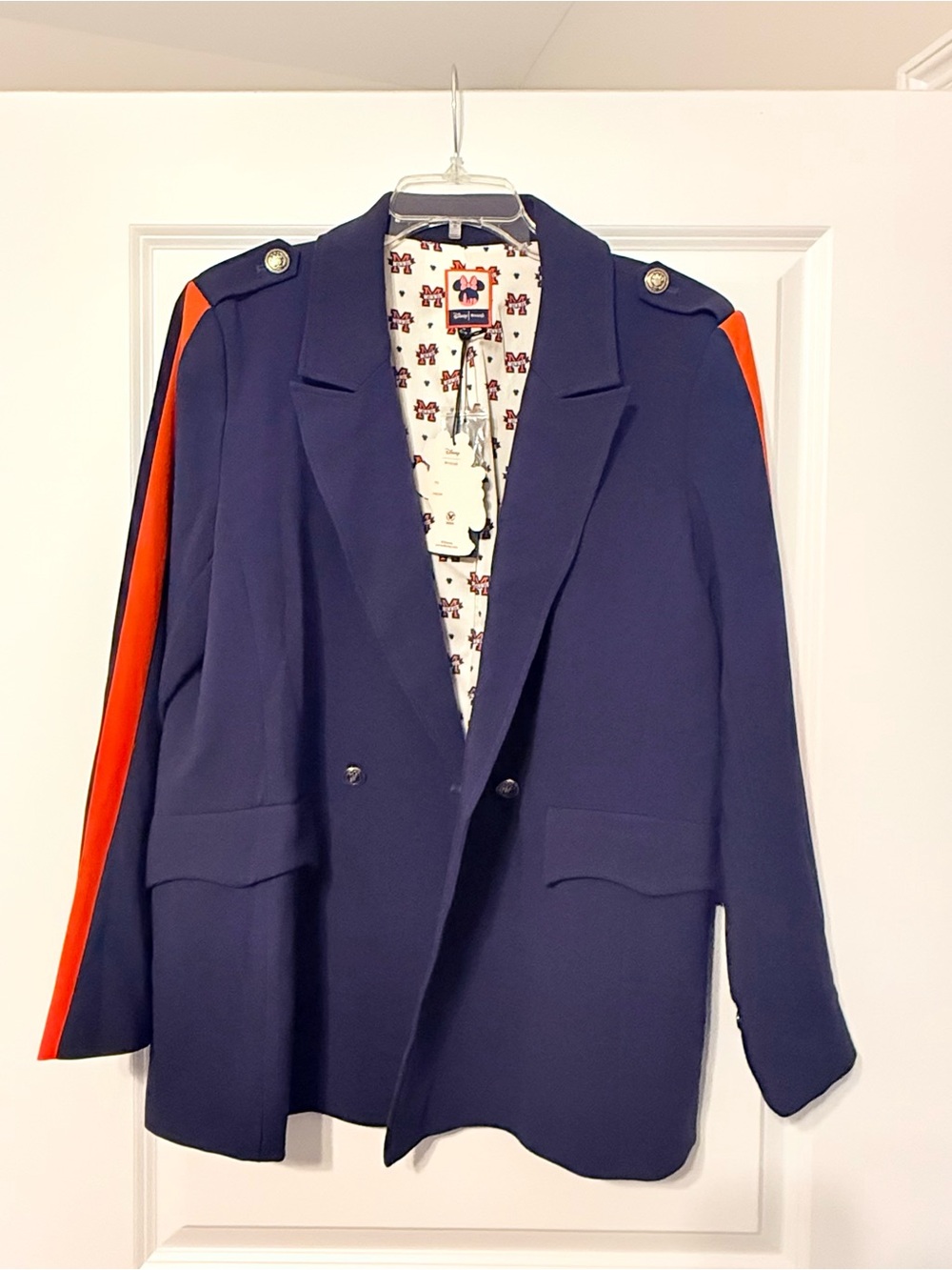 Disney Navy Blazer and pants suit with Orange Sleeve Stripes